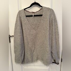 Free People Gray V-Neck Sweater